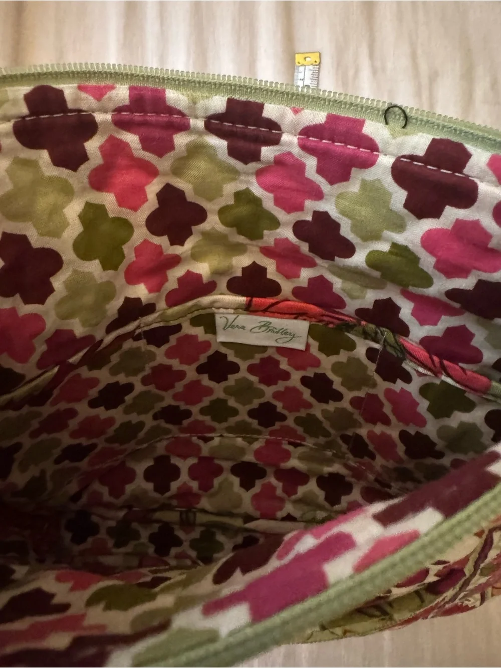 Vera Bradley Dahlia Print Floral Quilted Crossbody Bag in Pink Green Purse EUC